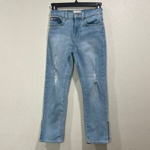 Levi’s High Rise Ankle Straight Light Wash Distressed Jeans